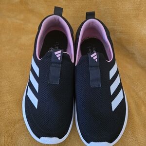 Adidas Womans Black and Pink Slip-On Shoes